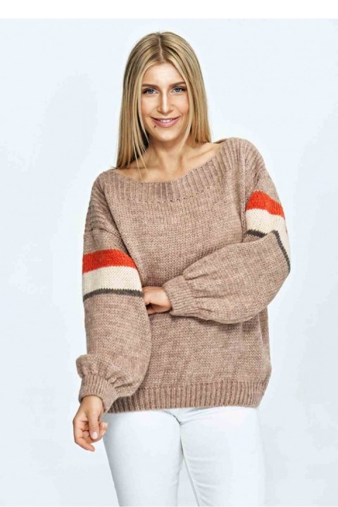Sweter Damski Model M909 Brown - Figl Sweter Damski Model M909 Brown - Figl