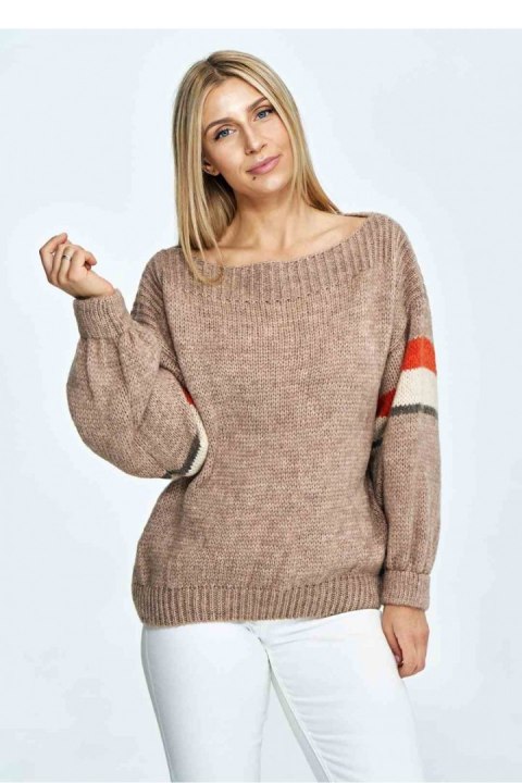 Sweter Damski Model M909 Brown - Figl Sweter Damski Model M909 Brown - Figl