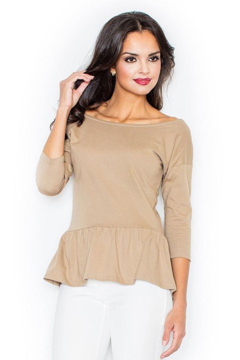 Bluzka Model 233 Beige - Figl Bluzka Model 233 Beige - Figl