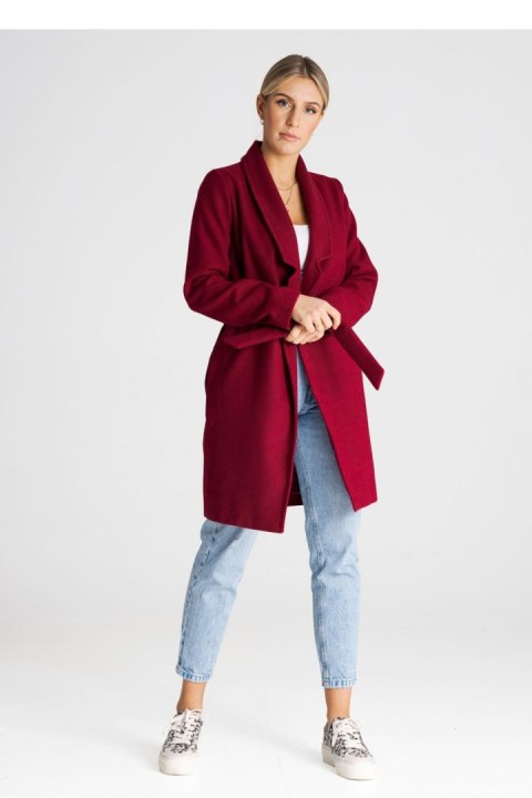 Płaszcz Damski Model M990 Bordo - Figl Płaszcz Damski Model M990 Bordo - Figl