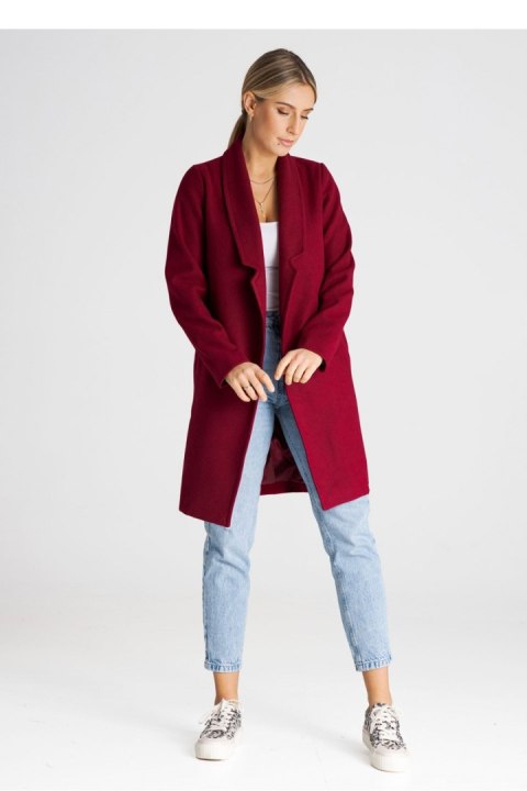 Płaszcz Damski Model M990 Bordo - Figl Płaszcz Damski Model M990 Bordo - Figl