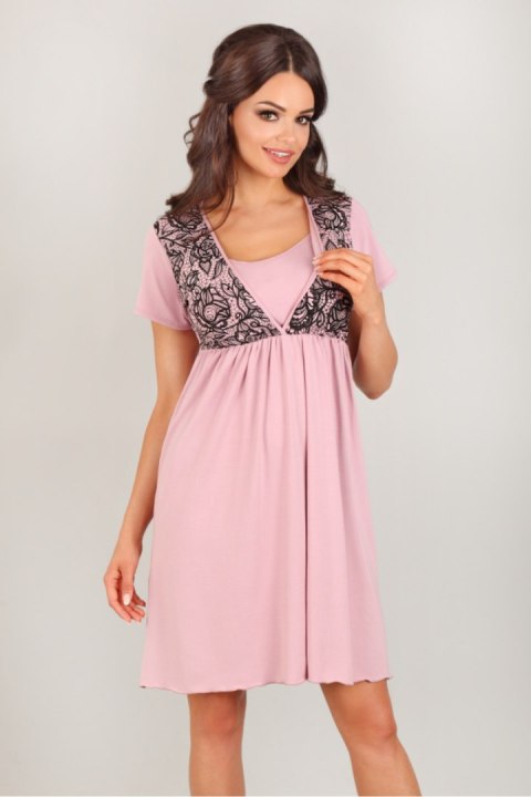 Koszulka nocna Koszula Nocna Model 3006 Pink/Black - Lupo Line Koszulka nocna Koszula Nocna Model 3006 Pink/Black - Lupo Line