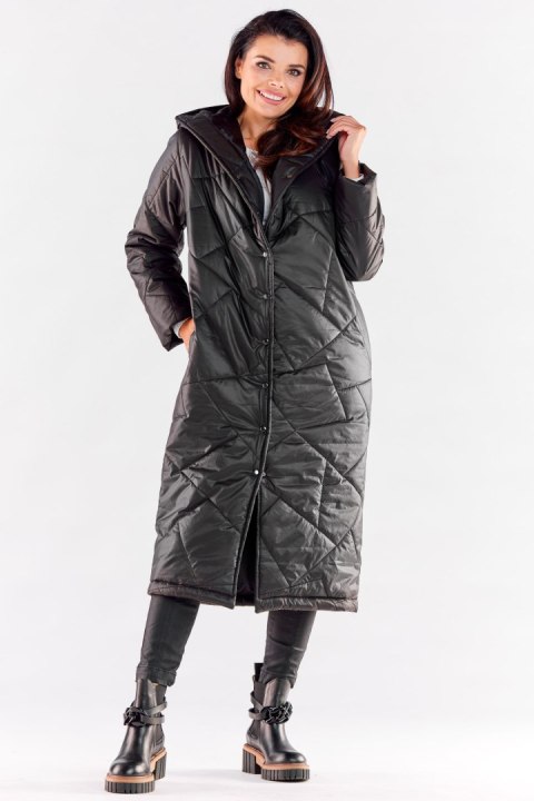 Płaszcz Damski Model A542 Black - awama Płaszcz Damski Model A542 Black - awama