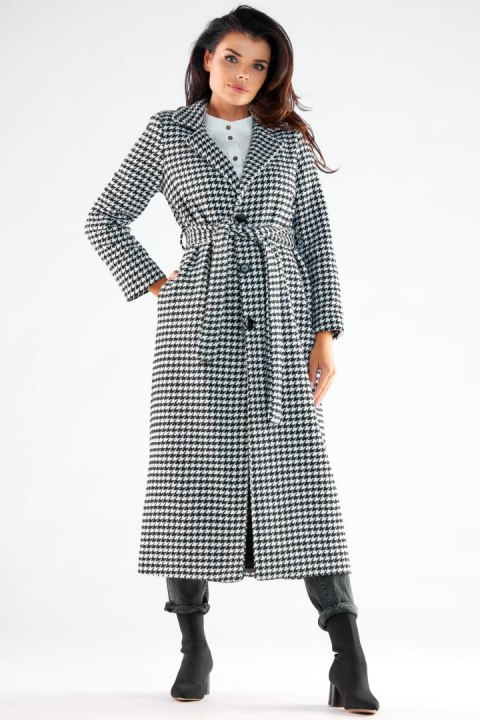 Płaszcz Damski Model A547 Houndstooth - awama Płaszcz Damski Model A547 Houndstooth - awama