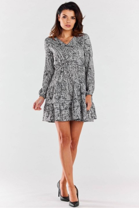 Sukienka Model A470 Black/White Pattern - awama Sukienka Model A470 Black/White Pattern - awama