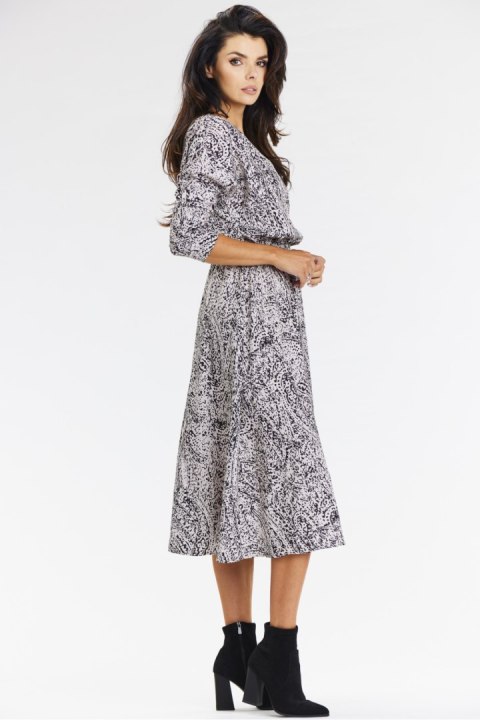 Sukienka Model A666 Black/White Pattern - awama Sukienka Model A666 Black/White Pattern - awama