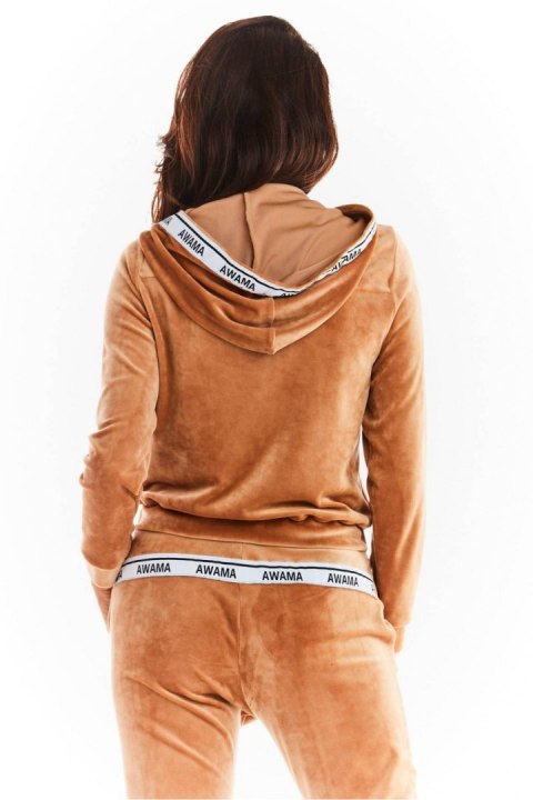 Bluza Damska Model A373 Beige Welur - awama Bluza Damska Model A373 Beige Welur - awama