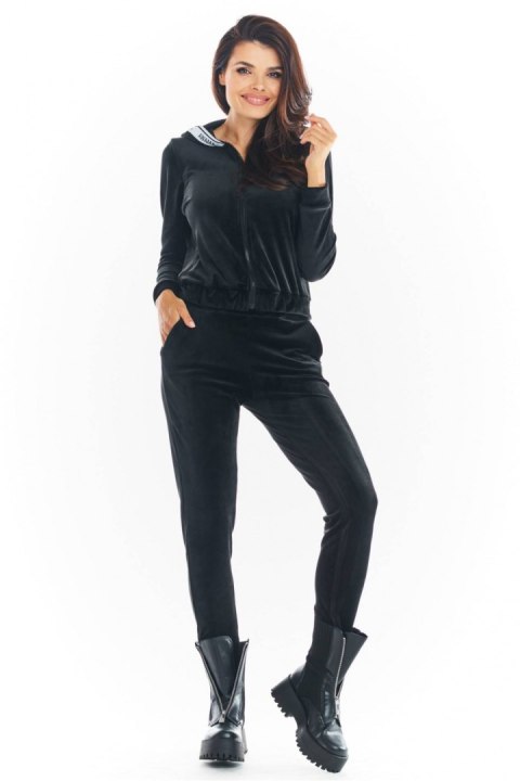 Bluza Damska Model A373 Black Welur - awama Bluza Damska Model A373 Black Welur - awama