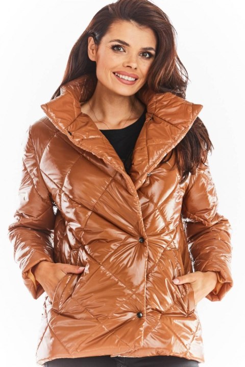 Kurtka Damska Model A384 Pikówka Beige - awama Kurtka Damska Model A384 Pikówka Beige - awama