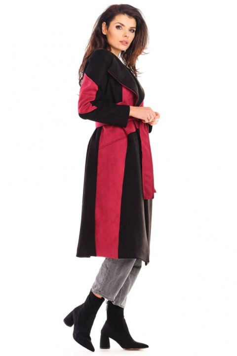 Płaszcz Damski Model A463 Bordo - awama Płaszcz Damski Model A463 Bordo - awama