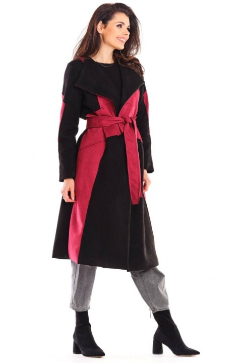 Płaszcz Damski Model A463 Bordo - awama Płaszcz Damski Model A463 Bordo - awama