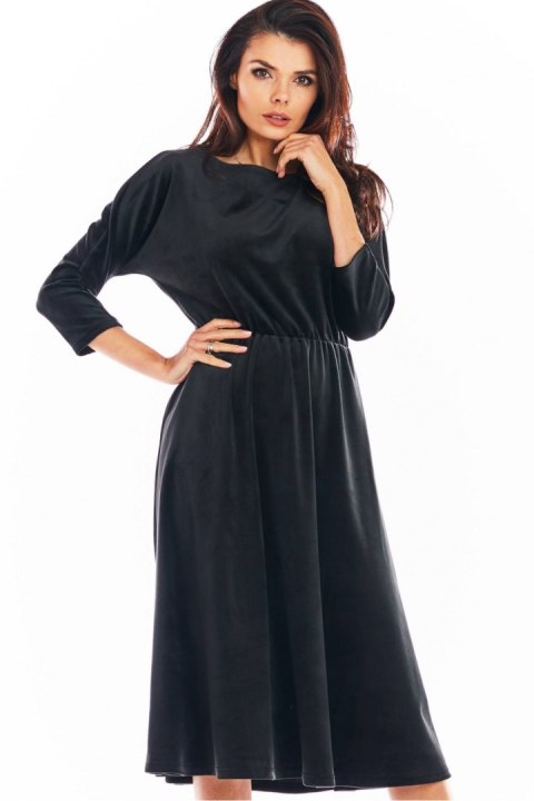 Sukienka Model A407 Welur Black - awama Sukienka Model A407 Welur Black - awama