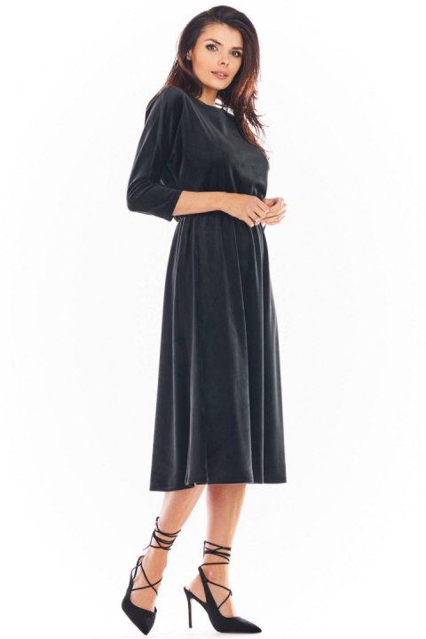 Sukienka Model A407 Welur Black - awama Sukienka Model A407 Welur Black - awama