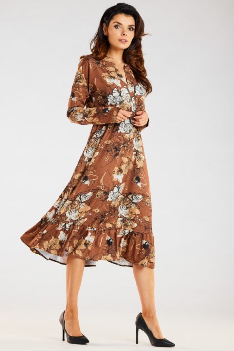 Sukienka Model A468 Brown Pattern - awama Sukienka Model A468 Brown Pattern - awama