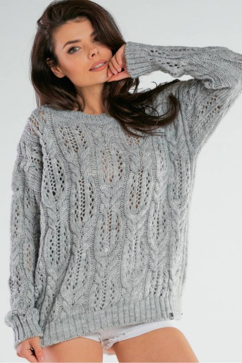 Sweter Damski Model A444 Grey - awama Sweter Damski Model A444 Grey - awama