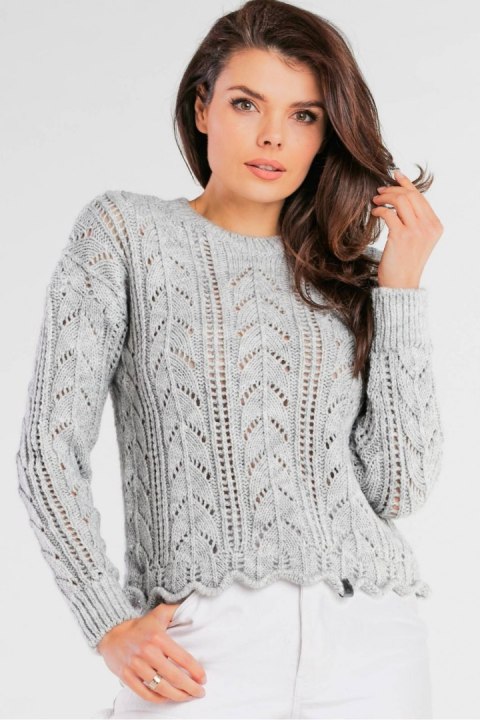 Sweter Damski Model A446 Grey - awama Sweter Damski Model A446 Grey - awama