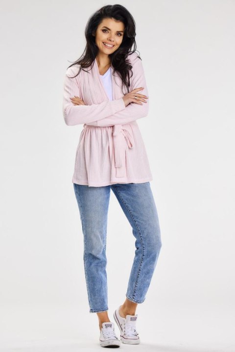 Sweter Kardigan Model A655 Powder Pink - awama Sweter Kardigan Model A655 Powder Pink - awama