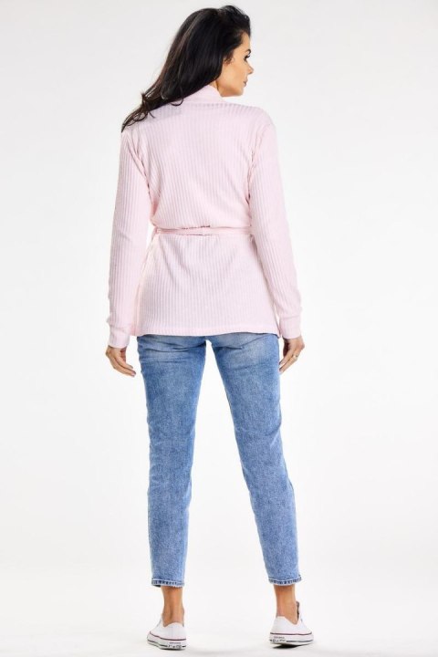 Sweter Kardigan Model A655 Powder Pink - awama Sweter Kardigan Model A655 Powder Pink - awama