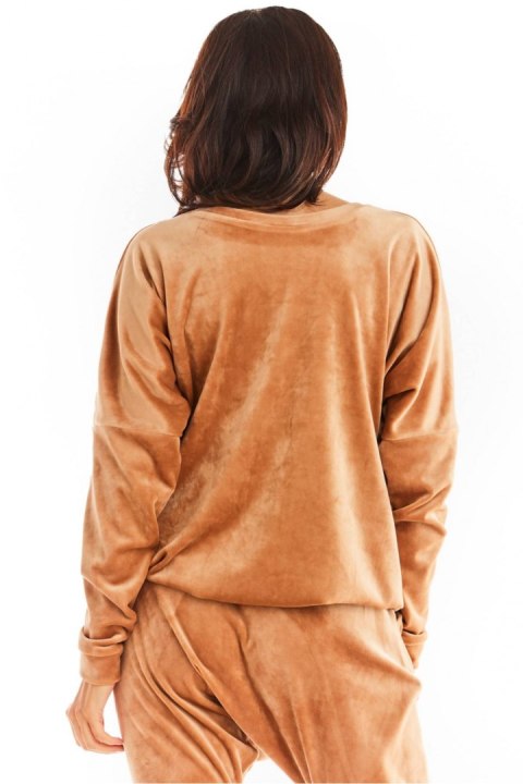 Bluza Damska Model A376 Beige Welur - awama Bluza Damska Model A376 Beige Welur - awama