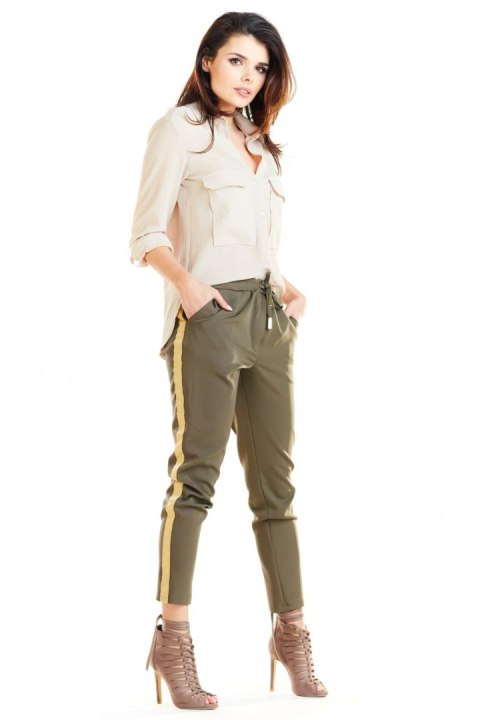 Spodnie Damskie Model A270 Khaki - awama Spodnie Damskie Model A270 Khaki - awama