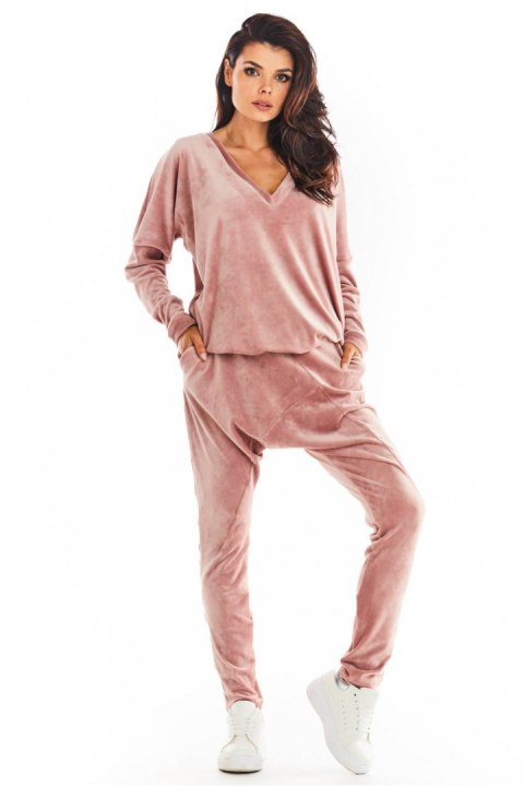 Spodnie Damskie Model A377 Pink Welur - awama Spodnie Damskie Model A377 Pink Welur - awama