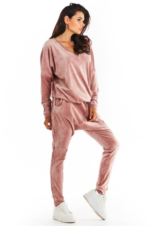 Spodnie Damskie Model A377 Pink Welur - awama Spodnie Damskie Model A377 Pink Welur - awama