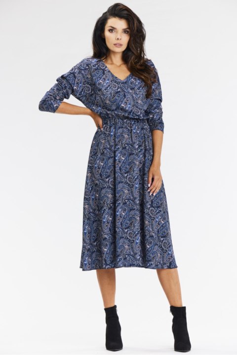 Sukienka Model A666 Navy Pattern - awama Sukienka Model A666 Navy Pattern - awama