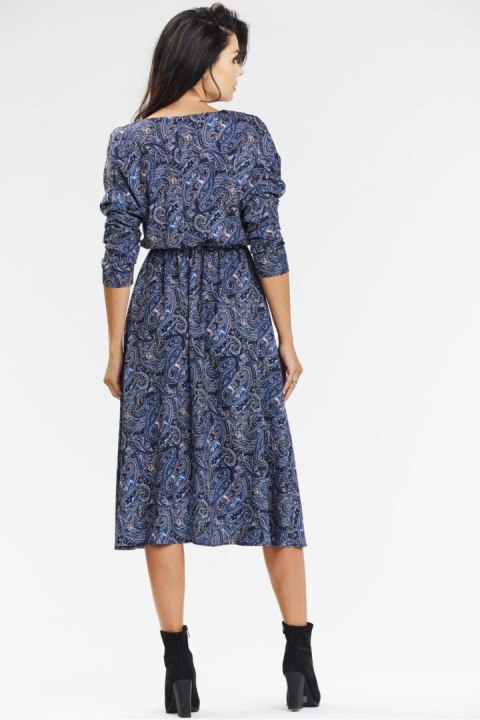 Sukienka Model A666 Navy Pattern - awama Sukienka Model A666 Navy Pattern - awama