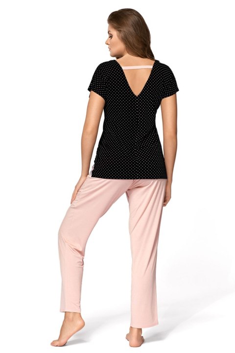 Piżama Damska Model Iris Black/Powder Pink - Babella Piżama Damska Model Iris Black/Powder Pink - Babella