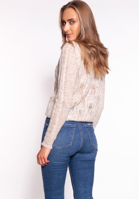 Sweter Damski Model SWE267 Beige - MKM Sweter Damski Model SWE267 Beige - MKM