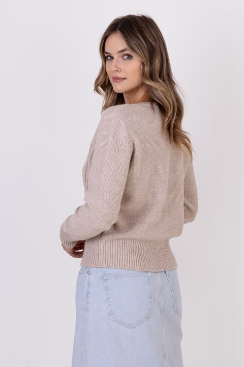 Sweter Damski Model SWE317 Beige - MKM Sweter Damski Model SWE317 Beige - MKM