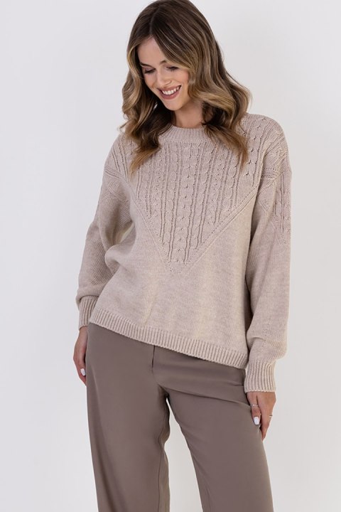 Sweter Damski Model SWE322 Beige - MKM Sweter Damski Model SWE322 Beige - MKM
