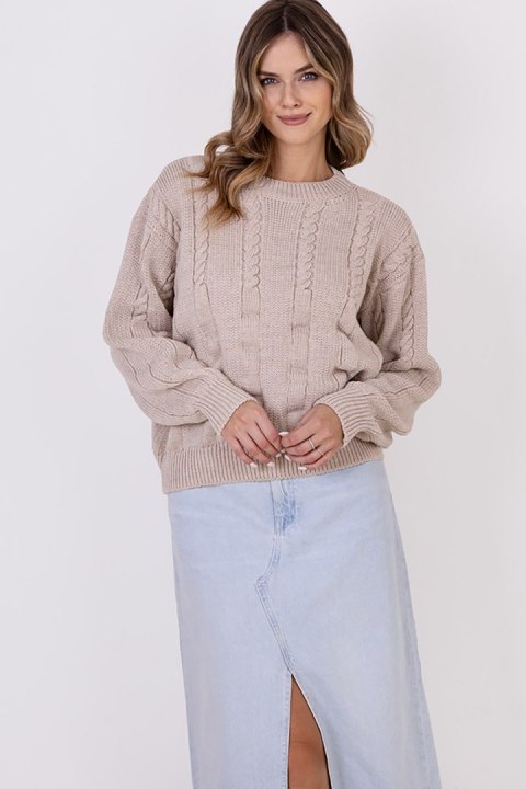 Sweter Damski Model SWE323 Beige - MKM Sweter Damski Model SWE323 Beige - MKM