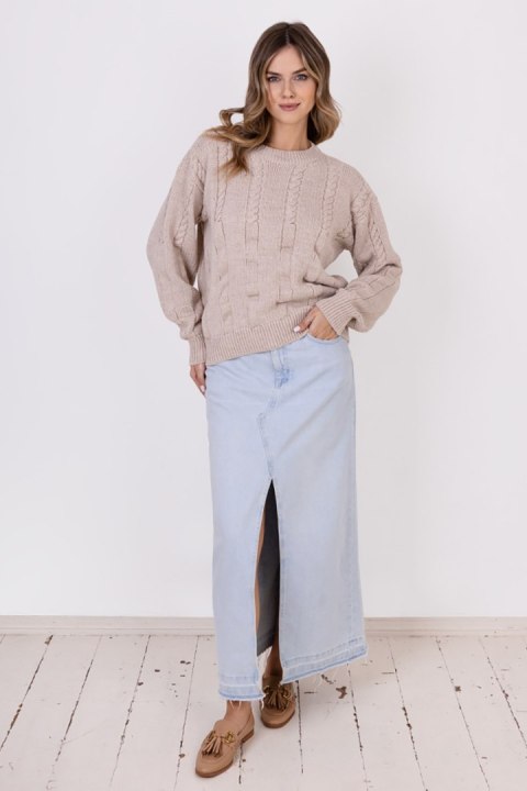 Sweter Damski Model SWE323 Beige - MKM Sweter Damski Model SWE323 Beige - MKM