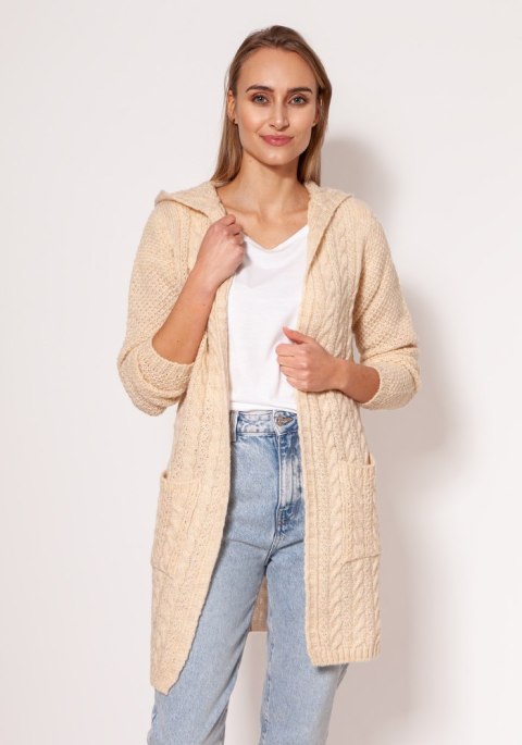 Sweter Kardigan Model PA019 Beige - MKM Sweter Kardigan Model PA019 Beige - MKM