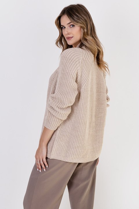 Sweter Kardigan Model SWE120 Beige - MKM Sweter Kardigan Model SWE120 Beige - MKM