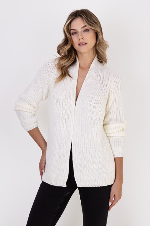 Sweter Kardigan Model SWE120 Ecru - MKM Sweter Kardigan Model SWE120 Ecru - MKM