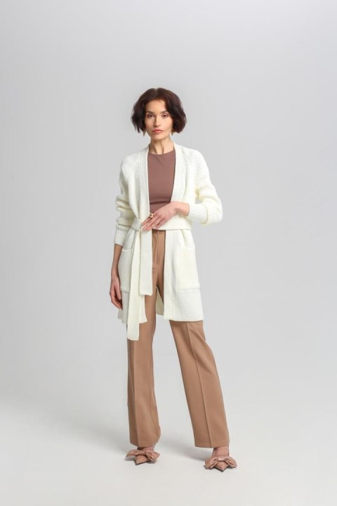 Sweter Kardigan Model SWE334 Ecru - MKM Sweter Kardigan Model SWE334 Ecru - MKM