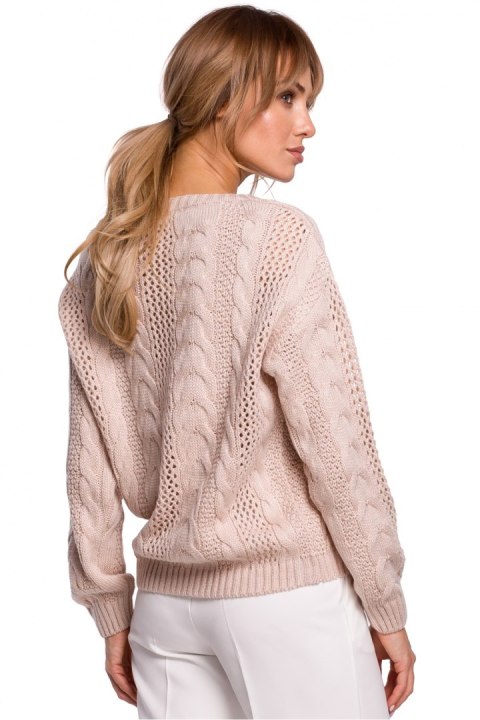 Sweter Damski Model MOE510 Powder Pink - Moe Sweter Damski Model MOE510 Powder Pink - Moe