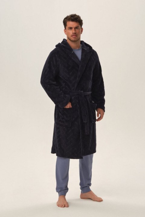 Szlafrok Męski Model Hacker 41942-59X Navy - Henderson Szlafrok Męski Model Hacker 41942-59X Navy - Henderson
