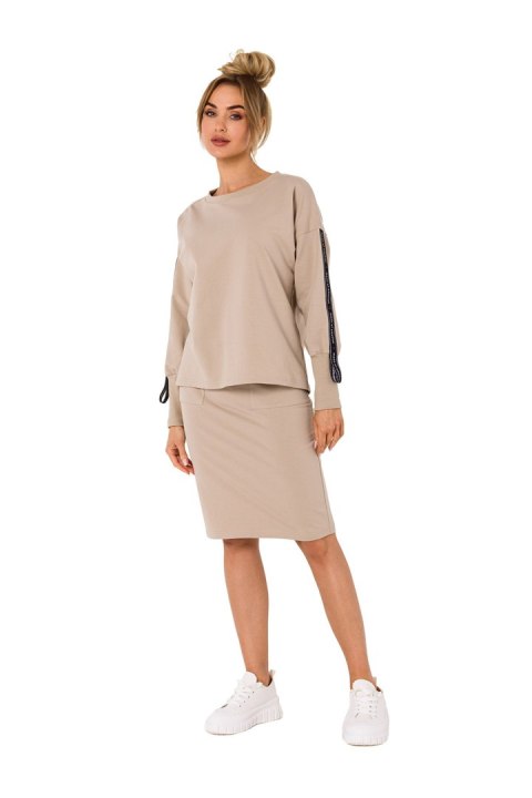 Bluza Damska Model MOE727 Beige - Moe Bluza Damska Model MOE727 Beige - Moe