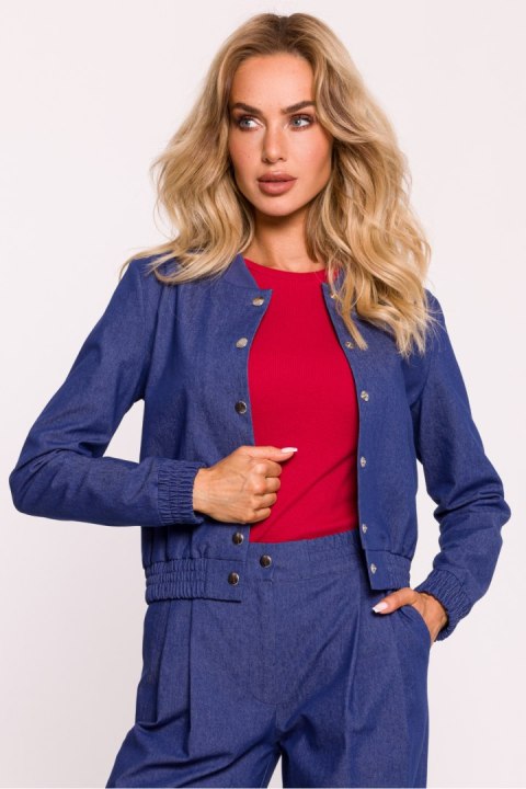 Kurtka Damska Model MOE800 Blue - Moe Kurtka Damska Model MOE800 Blue - Moe