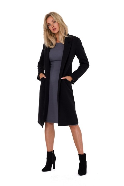 Płaszcz Damski Model MOE758 Black - Moe Płaszcz Damski Model MOE758 Black - Moe