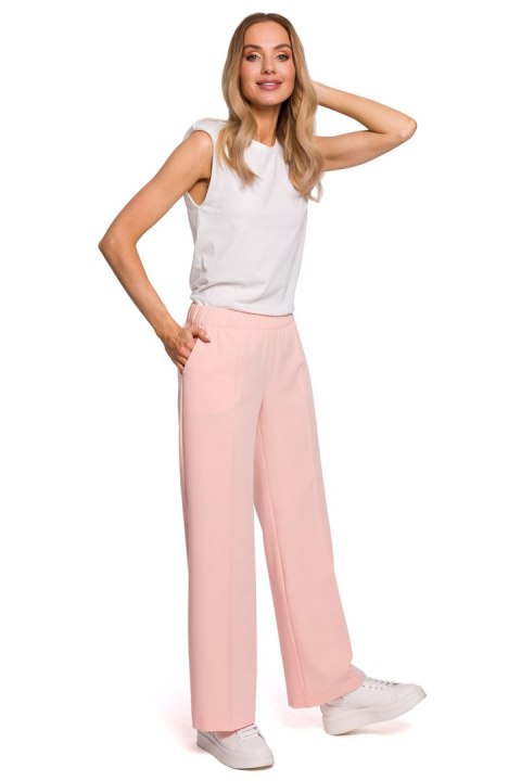 Spodnie Damskie Model MOE570 Powder Pink - Moe Spodnie Damskie Model MOE570 Powder Pink - Moe