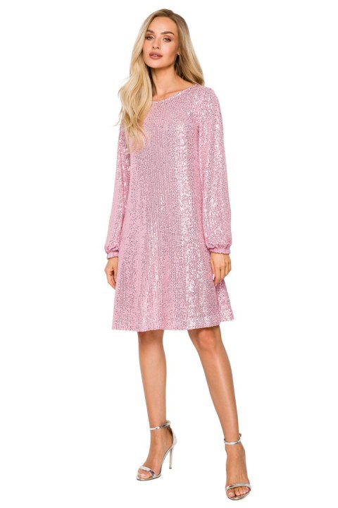 Sukienka Model MOE715 Powder Pink - Moe Sukienka Model MOE715 Powder Pink - Moe