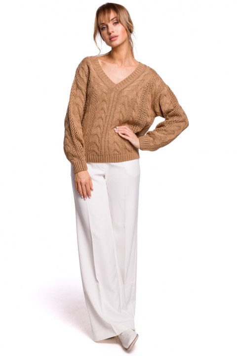 Sweter Damski Model MOE510 Beige - Moe Sweter Damski Model MOE510 Beige - Moe