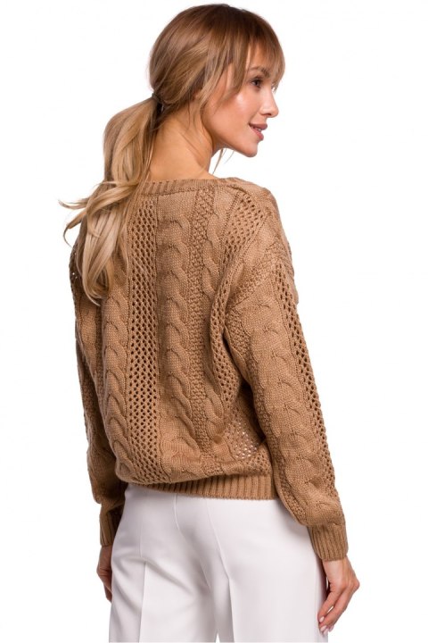 Sweter Damski Model MOE510 Beige - Moe Sweter Damski Model MOE510 Beige - Moe