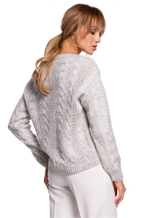 Sweter Damski Model MOE510 Grey - Moe Sweter Damski Model MOE510 Grey - Moe