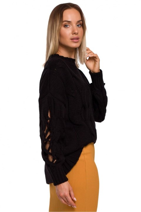 Sweter Damski Model MOE539 Black - Moe Sweter Damski Model MOE539 Black - Moe