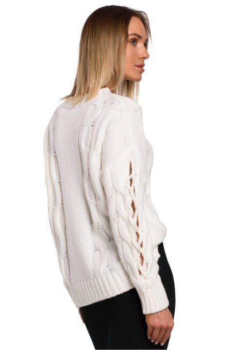 Sweter Damski Model MOE539 Ecru - Moe Sweter Damski Model MOE539 Ecru - Moe